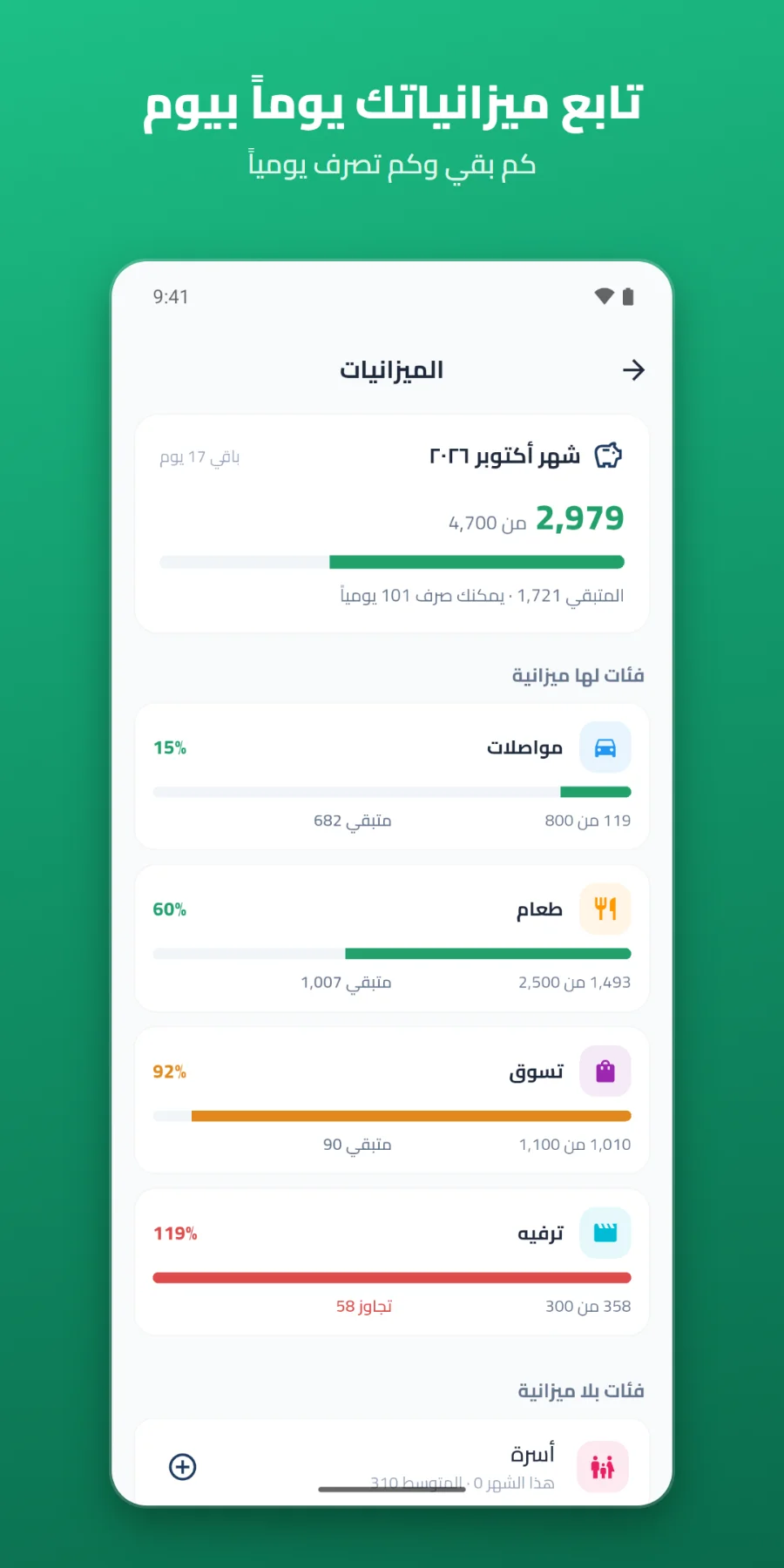 متتبع المصروفات - رسائل البنك
